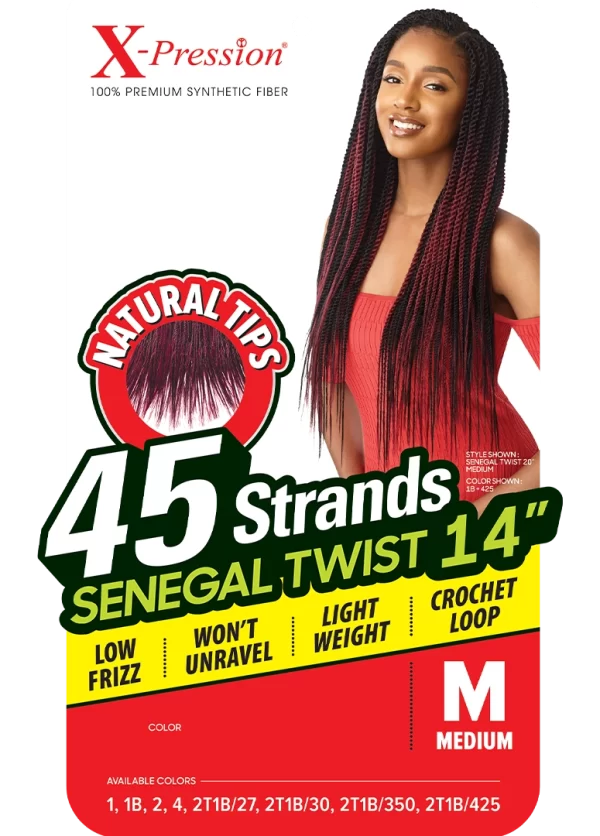 SENEGAL TWIST MEDIUM NATURAL TIP 45 STRANDS 14"