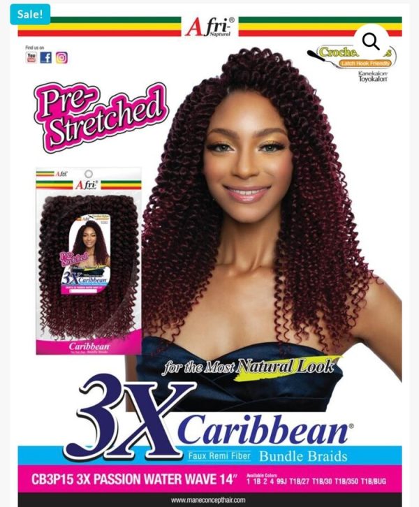 Caribbean Crochet Braid 3x Passion Water Wave 14" CB3P15
